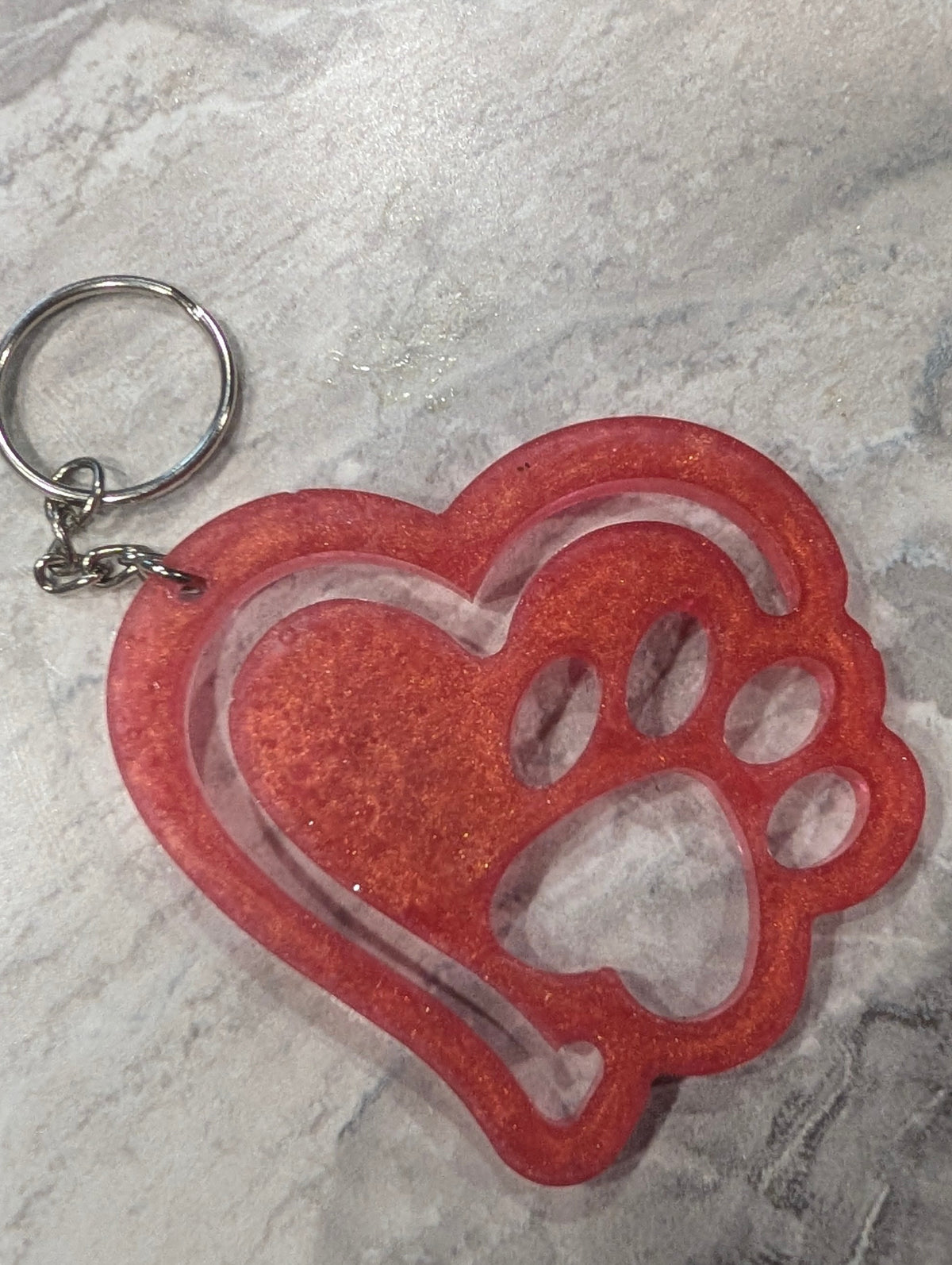 Pink Paw Print Keychain | Handmade Epoxy Resin