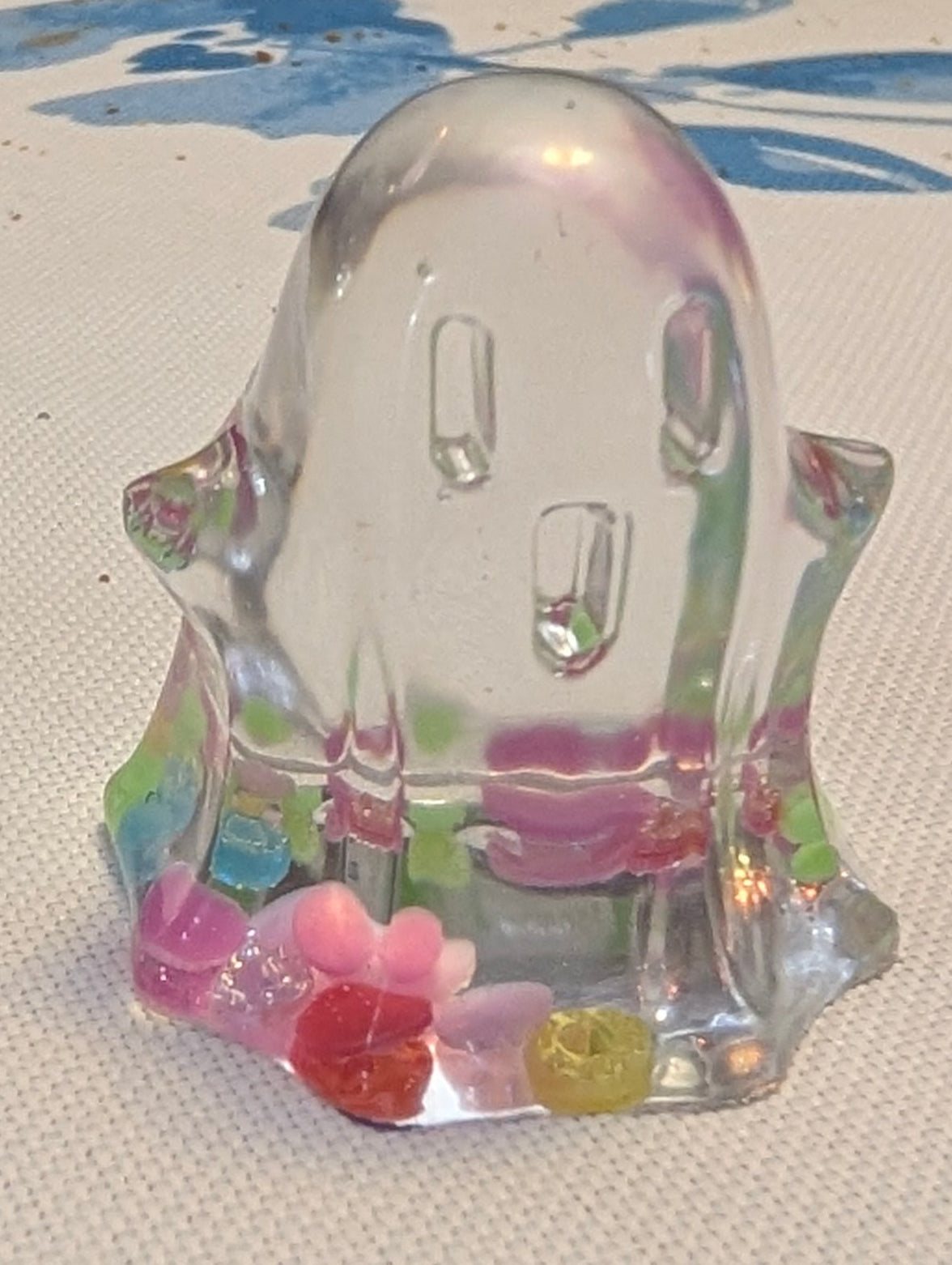 Small Clear Confetti Resin Ghost | Handmade Epoxy Décor