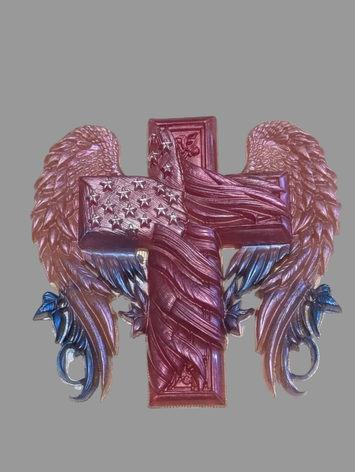 Angel Wing Cross with Flag Overlay
