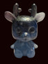 A small blue translucent figurine of a cute deer with antlers
