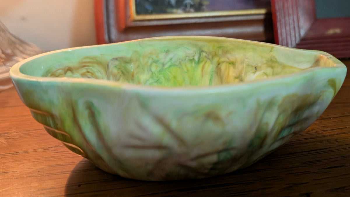 Resin Trinket Bowl in Soft Sage &amp; Gold Swirls