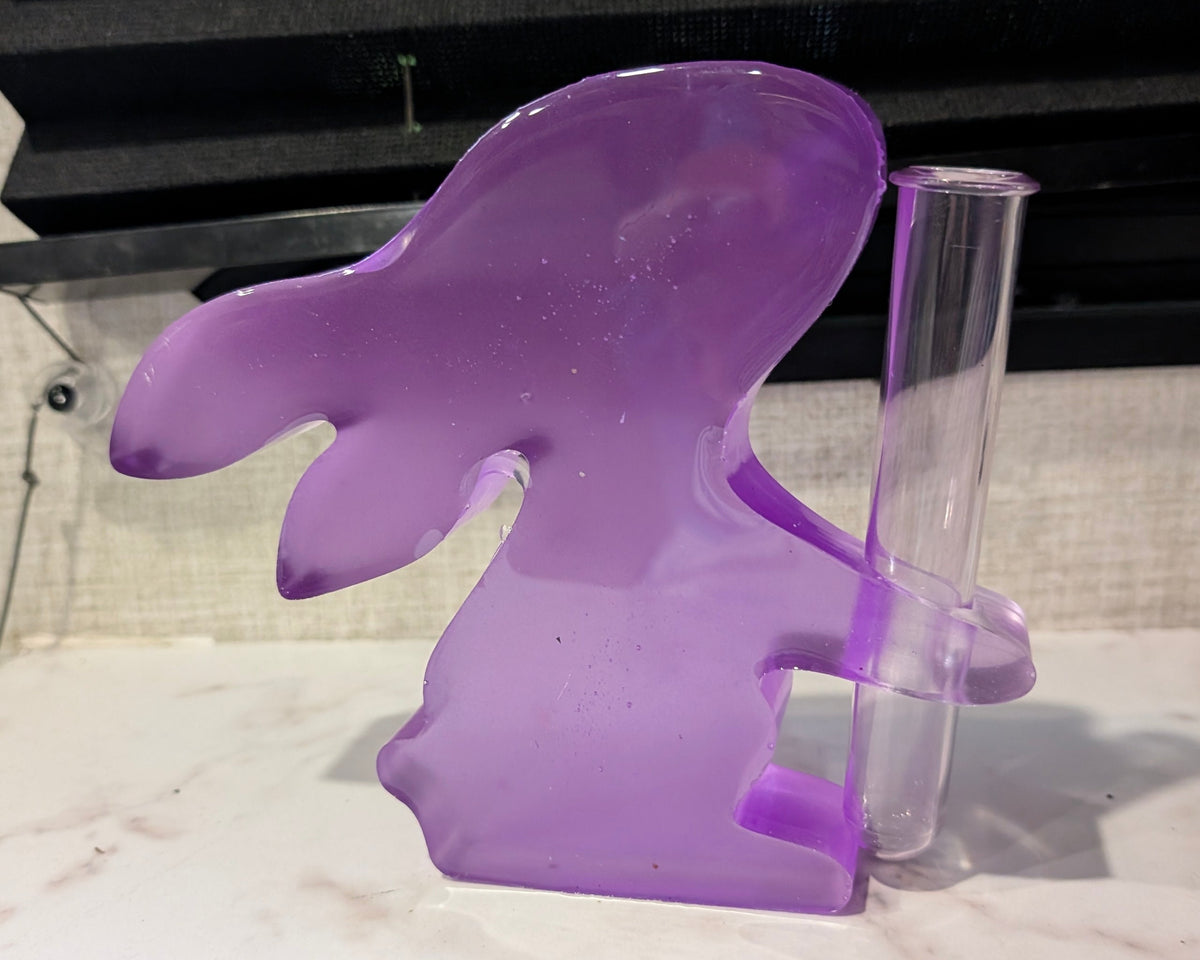 Purple Translucent Easter Bunny with Flower Tube
