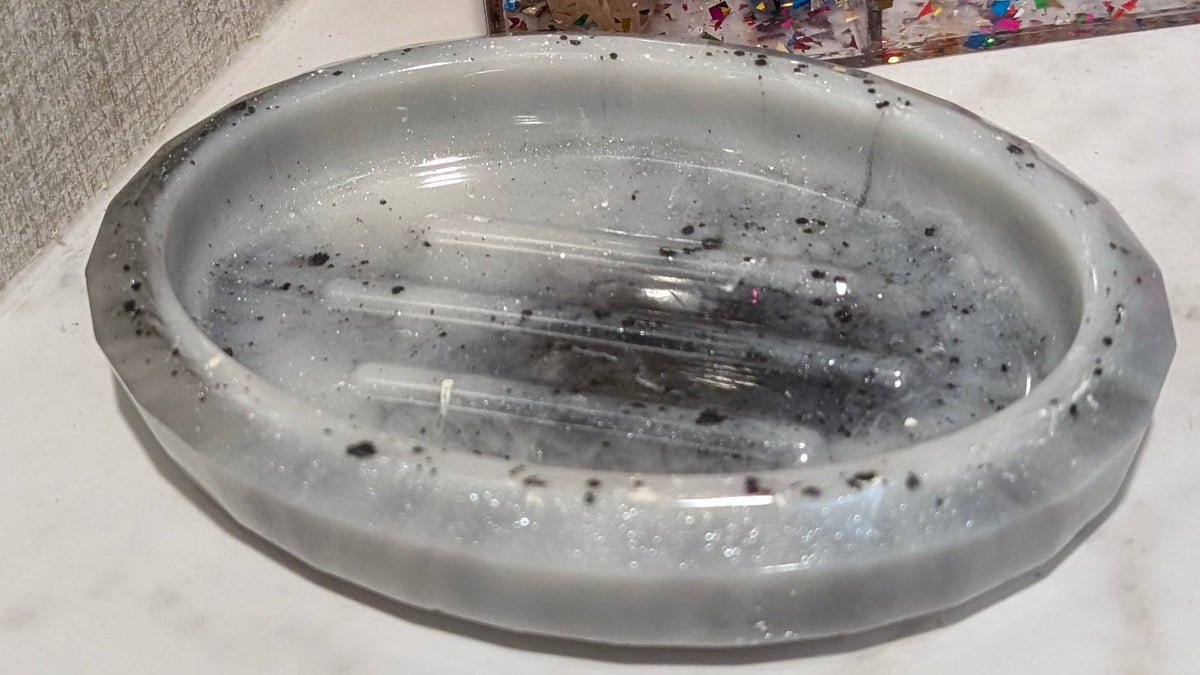 Black &amp; White Marble Soap Dish