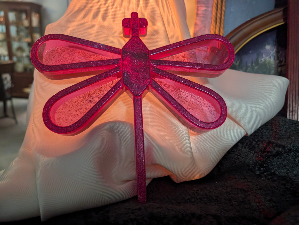 Red Sparkling Resin Dragonfly Wall Decor