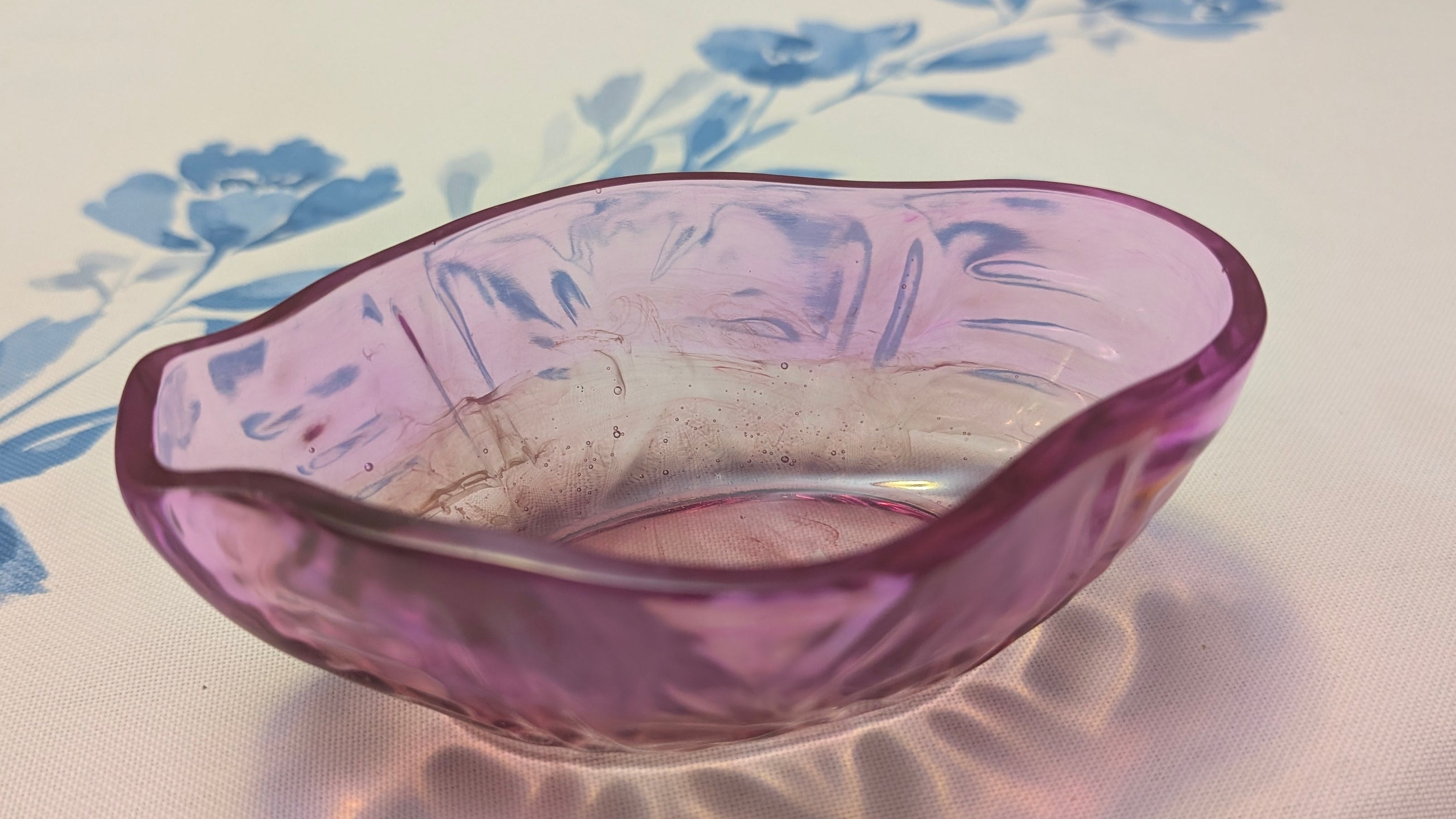 Handcrafted Translucent Pink Decorative Resin Bowl
