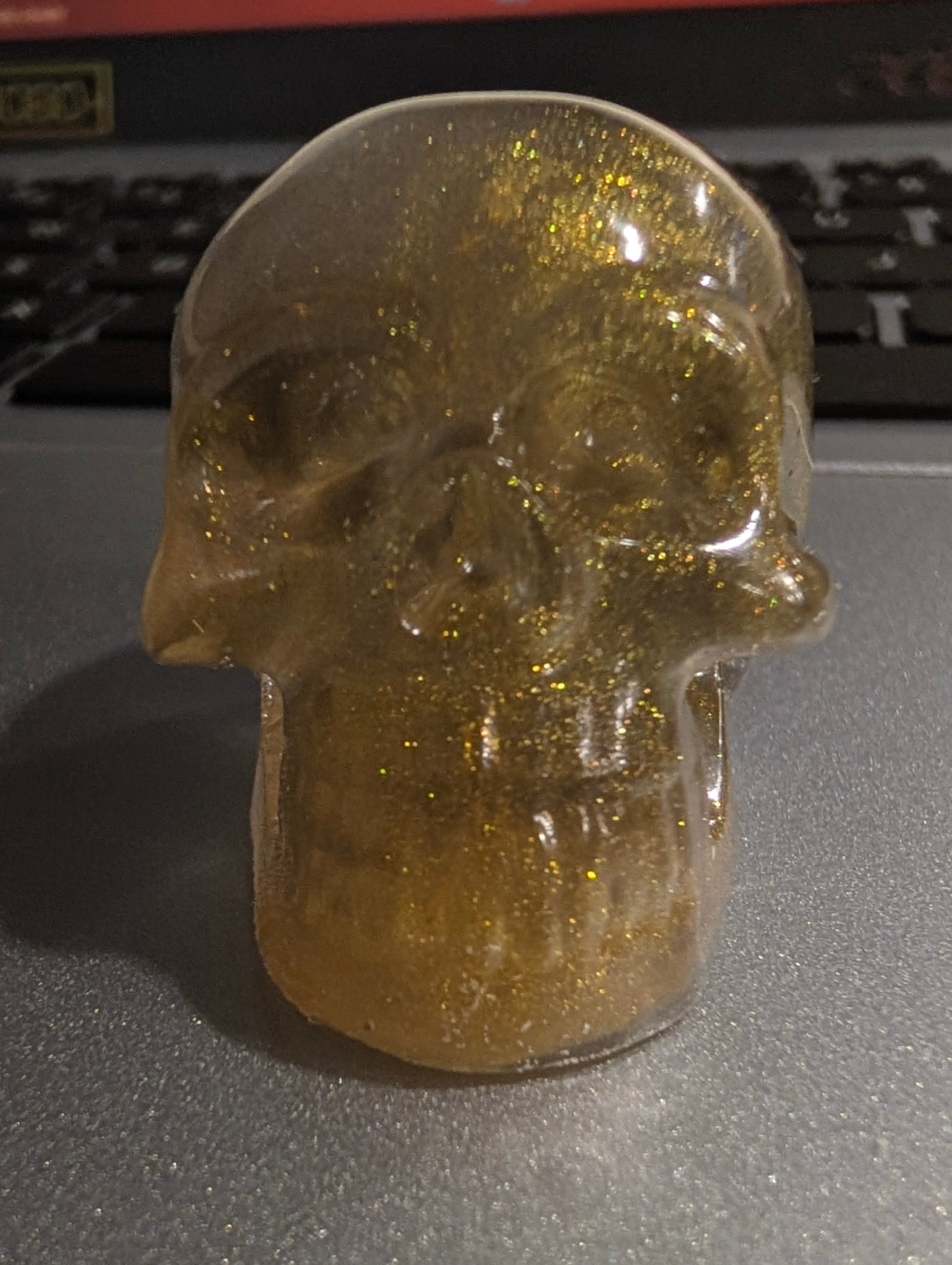 Small Gold Resin Skull | Handmade Epoxy Décor