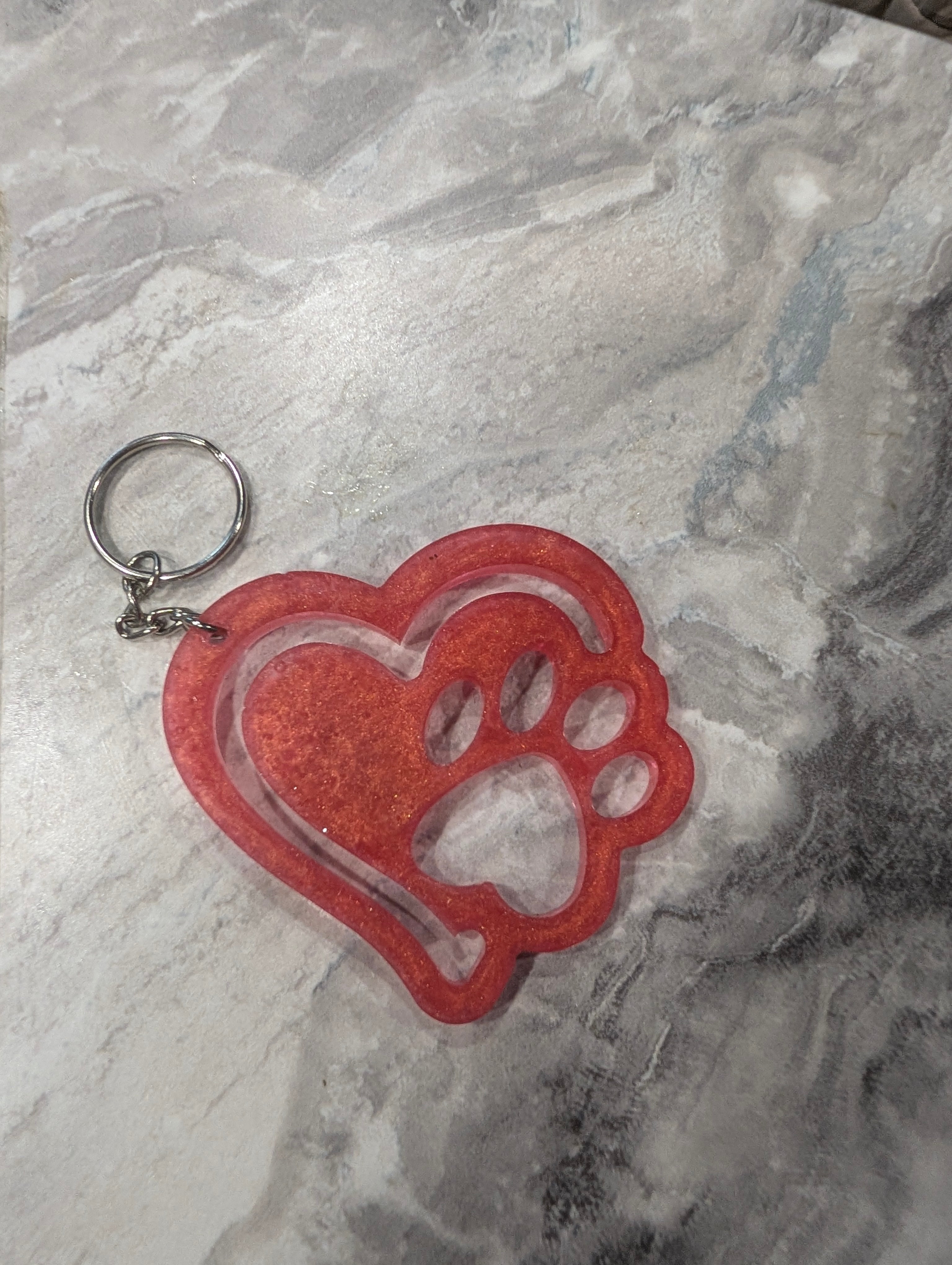 Pink Paw Print Keychain | Handmade Epoxy Resin