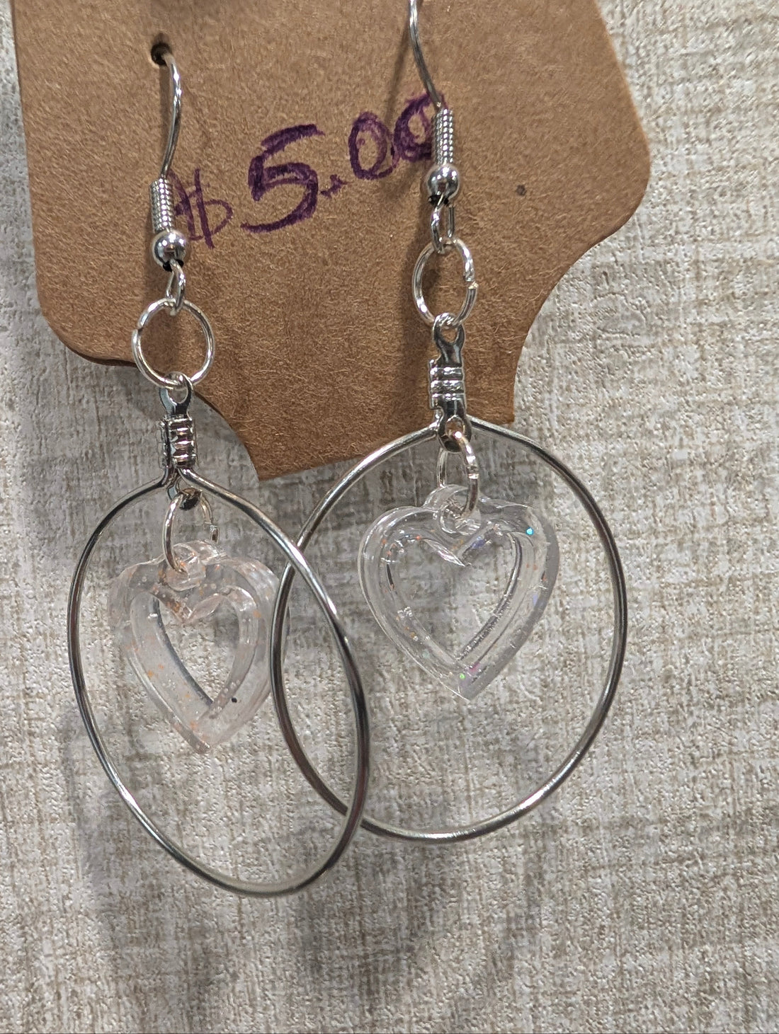 Clear Heart Dangle Earrings | Handmade Epoxy Resin Jewelry