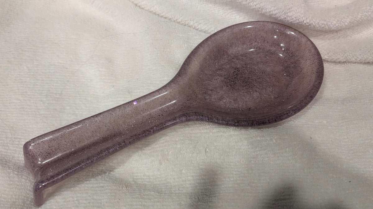 Handmade Marbled Resin Spoon Rest – Purple