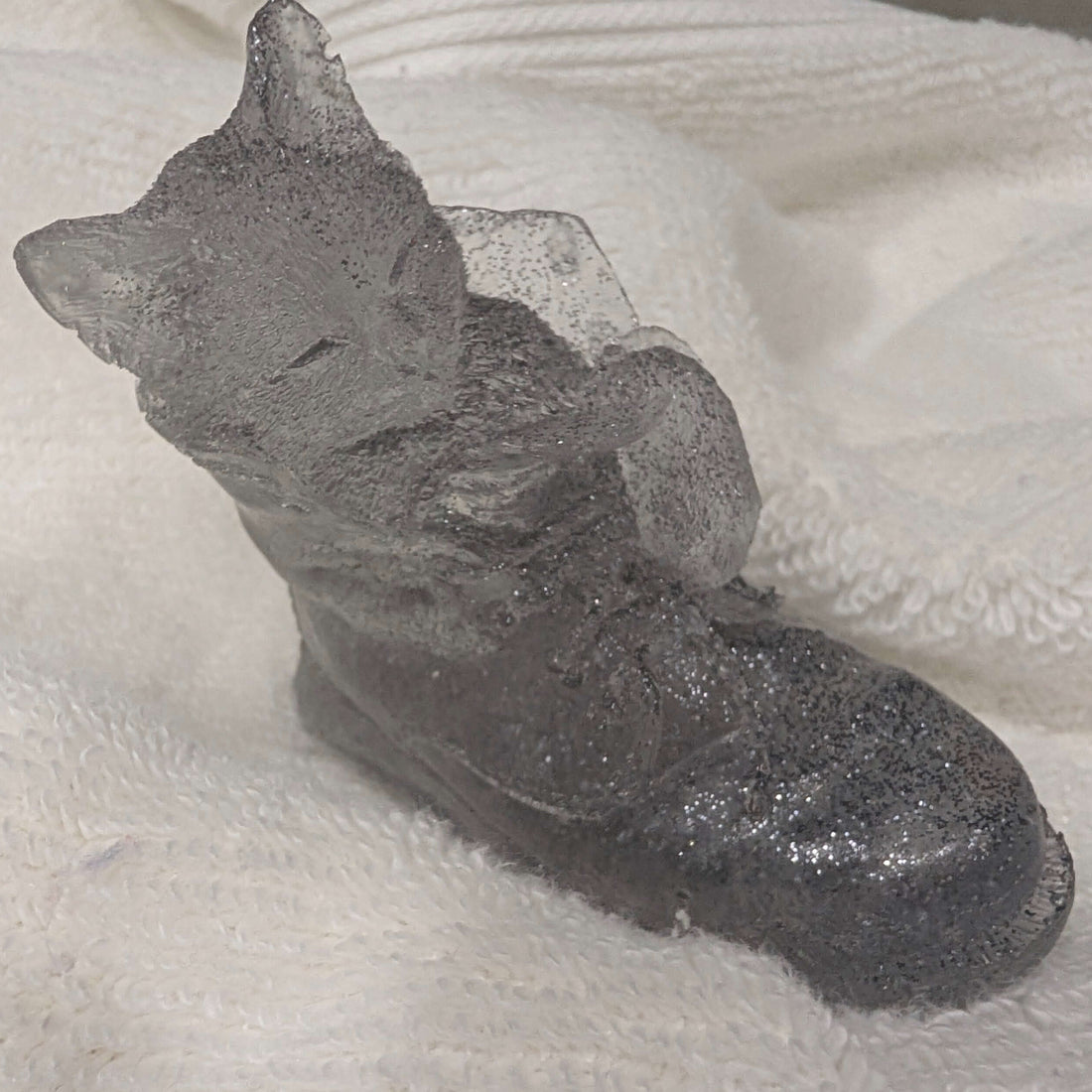 Gray Resin Cat in a Boot