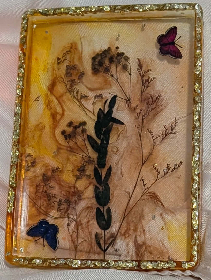 Handcrafted Floral &amp; Butterfly Resin Tray