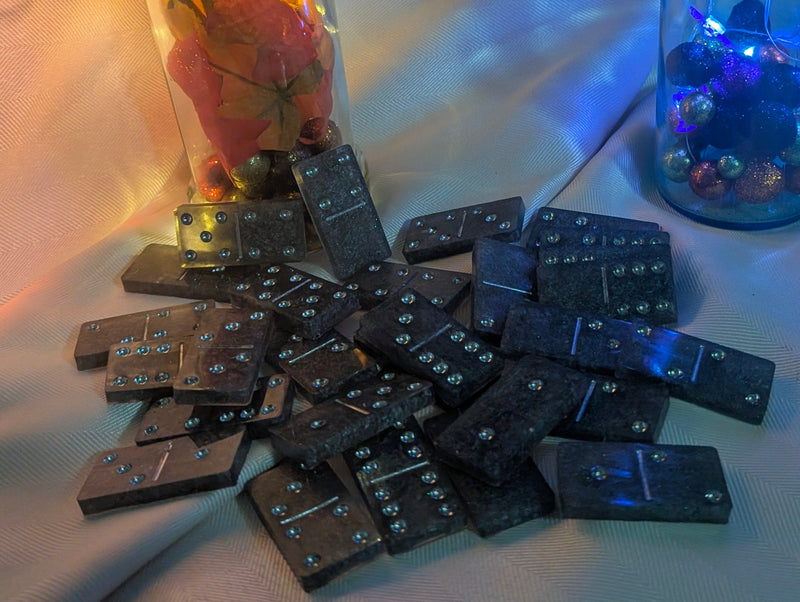 Domino Set Gray with Silver Glitter