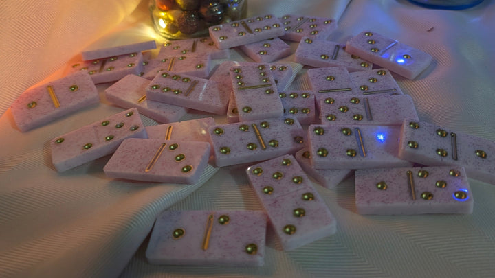 Pink Dominos with Purple Glitter