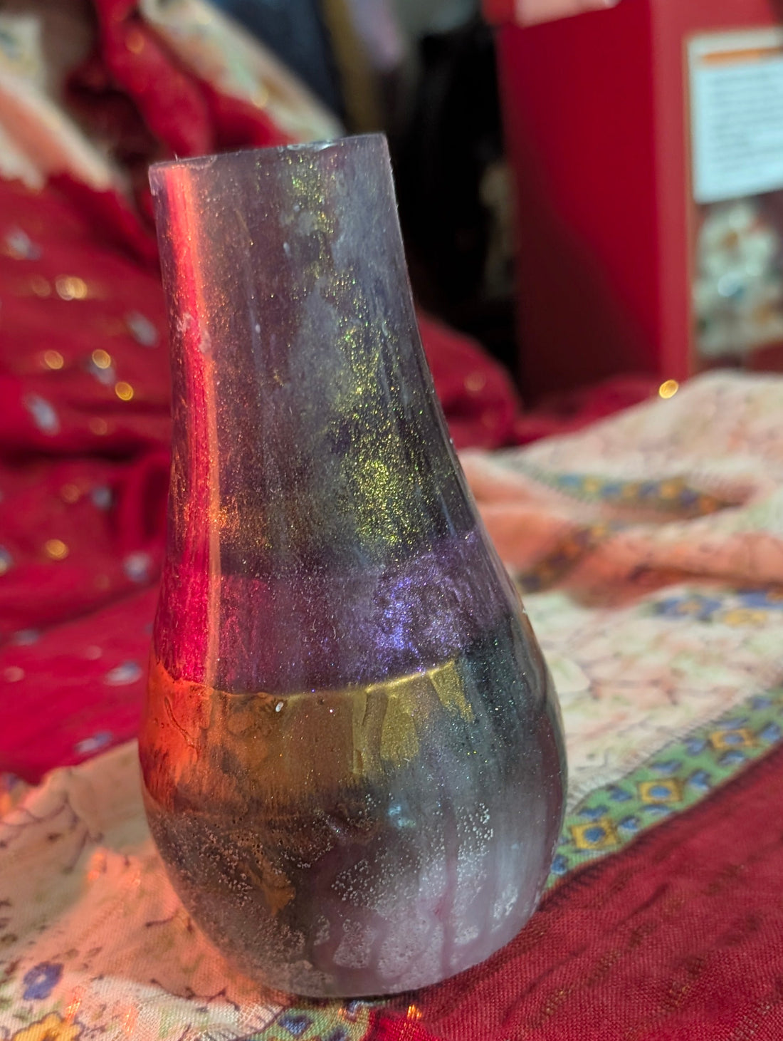 Amethyst &amp; Gold Bud Vase in Gray Resin
