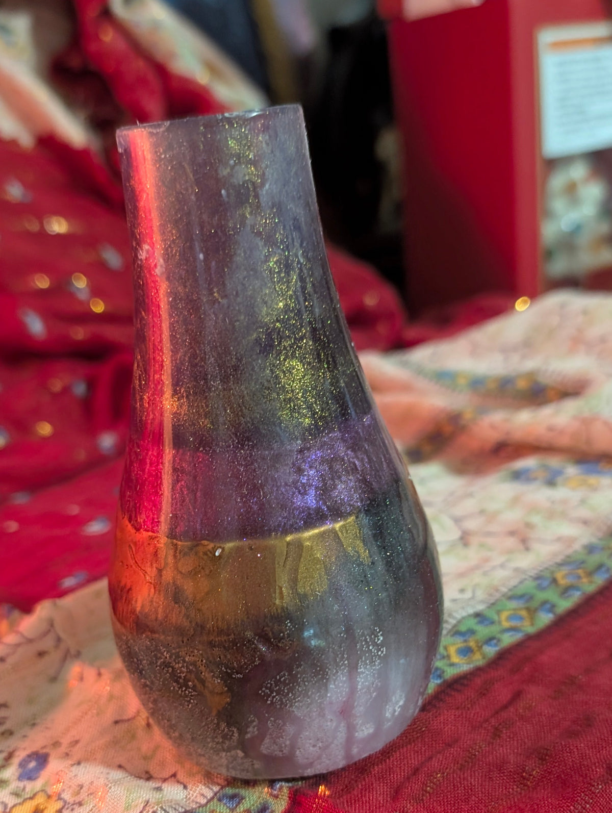 Amethyst &amp; Gold Bud Vase in Gray Resin