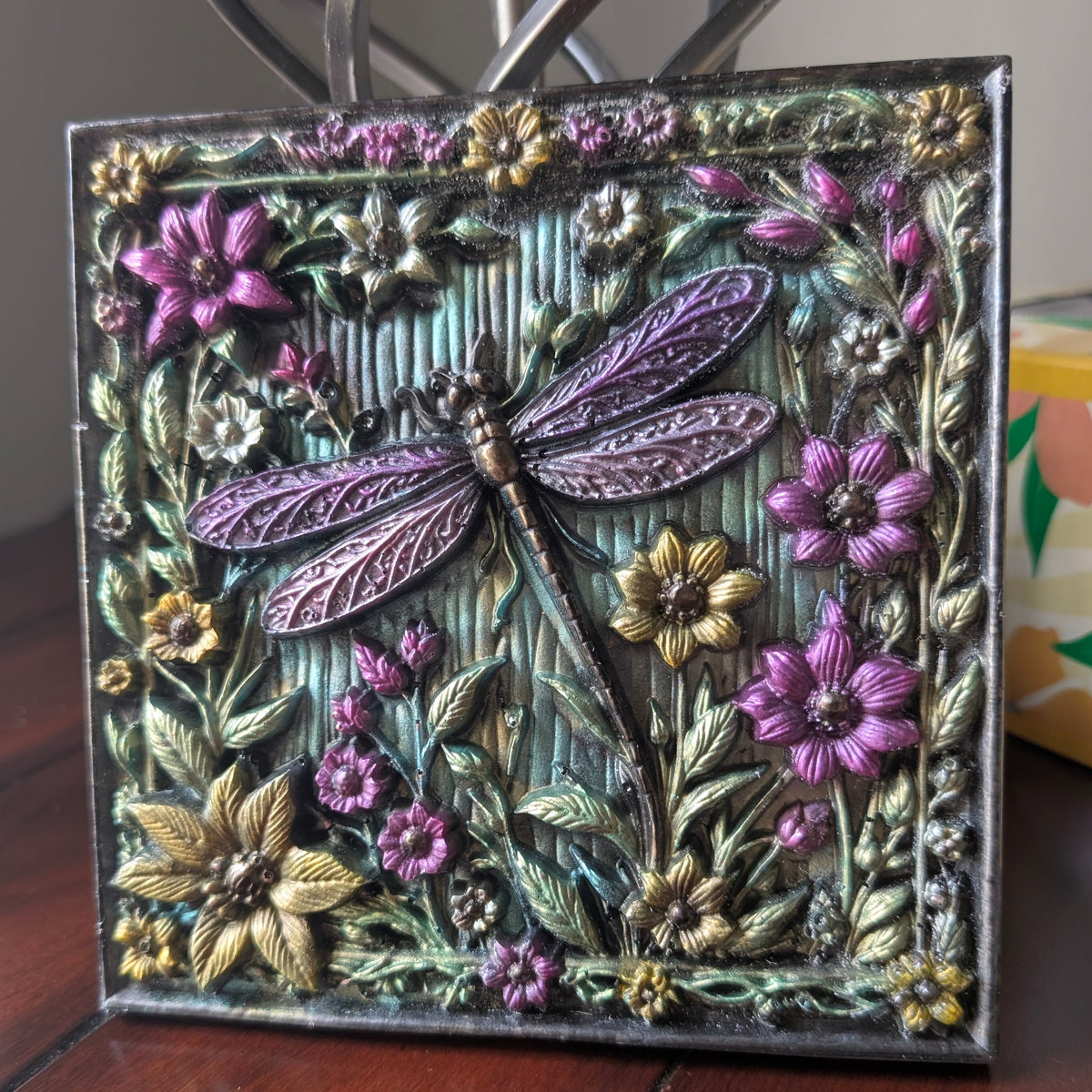 Enchanted Garden Dragonfly Purple Floral 001