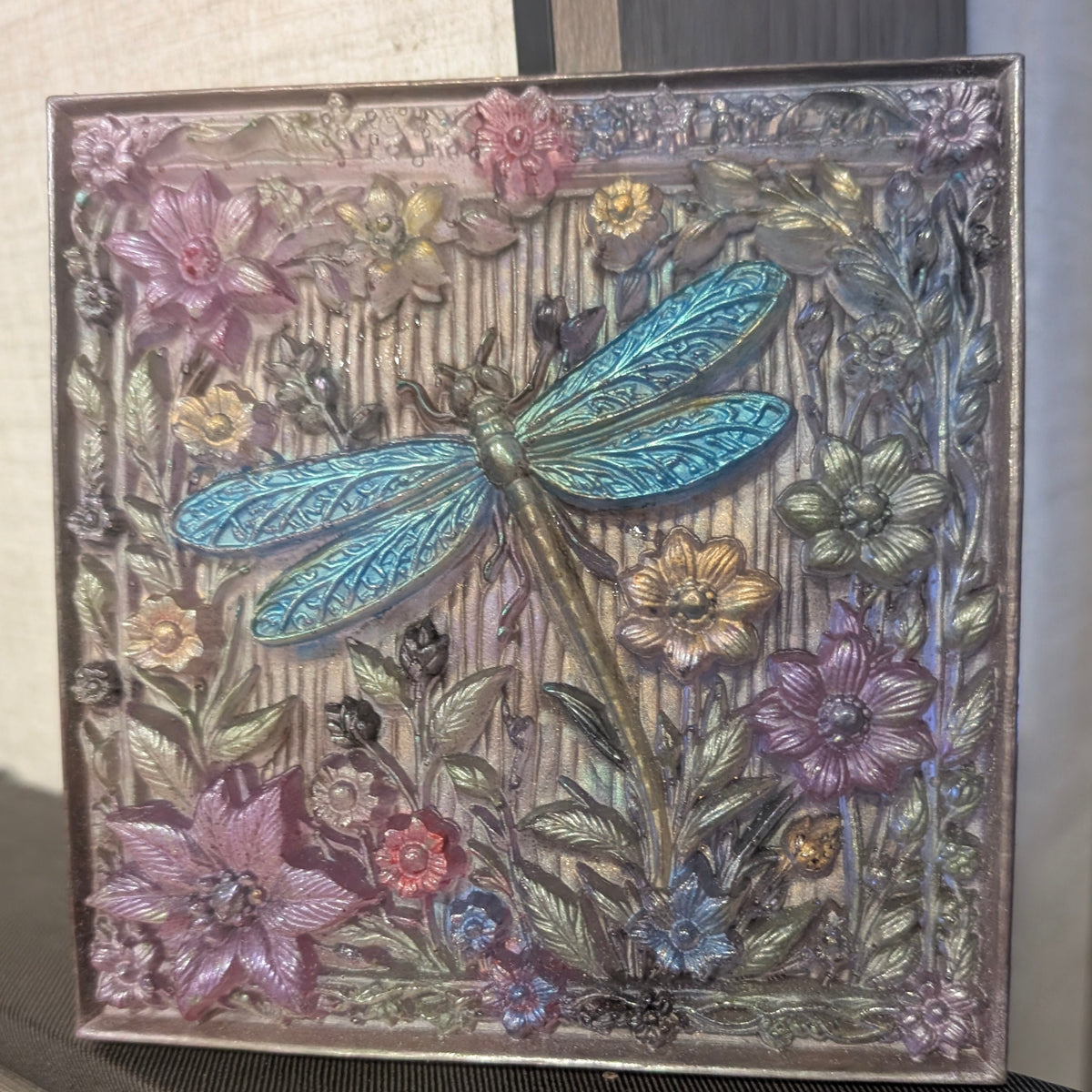 Enchanted Garden Dragonfly in Turquoise & Antique Gold