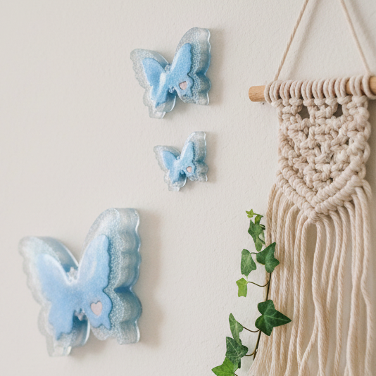 Blue Sparkle Butterfly Trio — Lifestyle