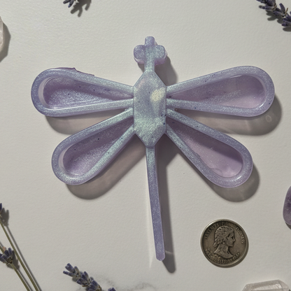 Purple Iridescent Dragonfly — Flat Lay